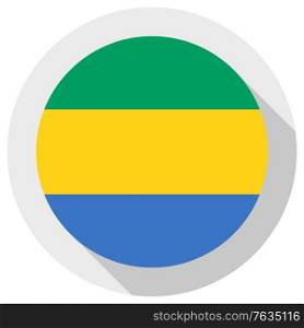 Flag of Gabon, Round shape icon on white background, vector illustration
