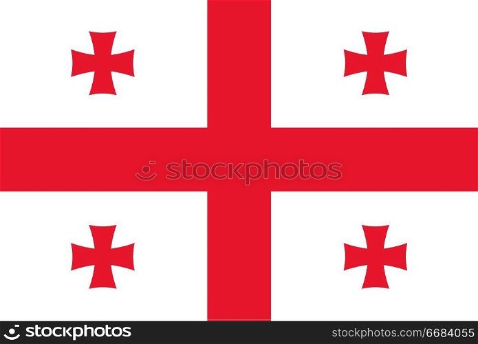 Flag of Georgia. Rectangular shape icon on white background, vector illustration.. Flag rectangular shape, rectangular shape icon on white background