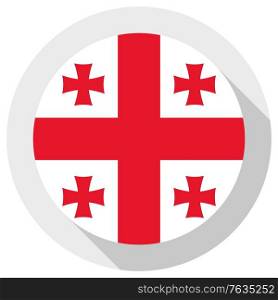 Flag of Georgia, Round shape icon on white background, vector illustration