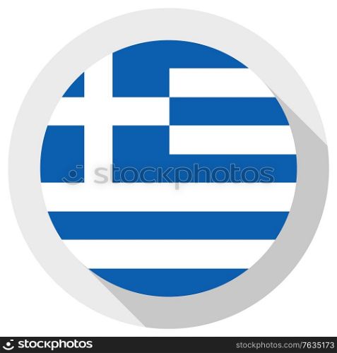 Flag of Greece, round shape icon on white background, vector illustration