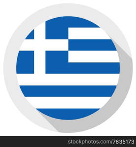 Flag of Greece, round shape icon on white background, vector illustration