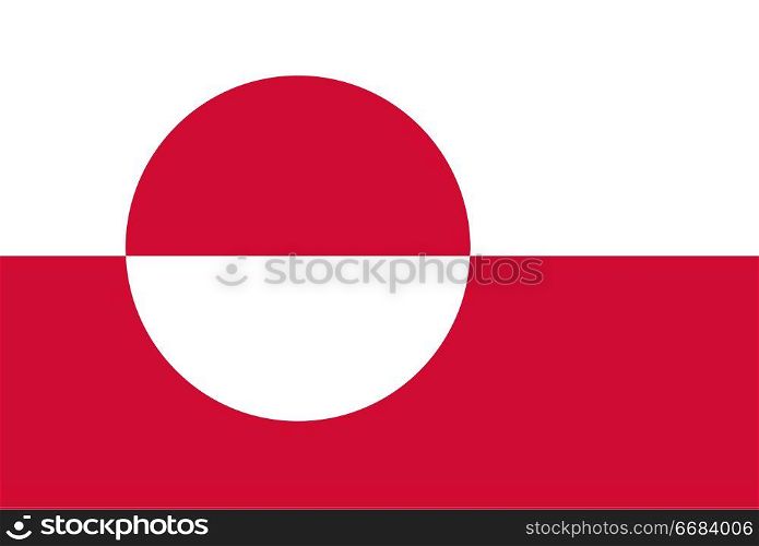 Flag of Greenland. Rectangular shape icon on white background, vector illustration.. Flag rectangular shape, rectangular shape icon on white background