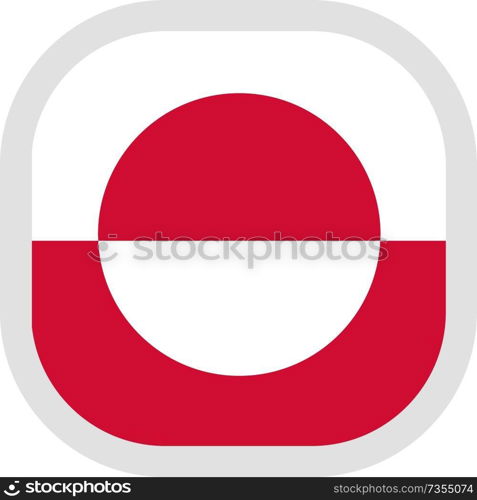 Flag of Greenland. Rounded square icon on white background, vector illustration.. Icon square shape with Flag on white background
