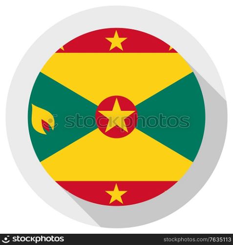 Flag of grenada, Round shape icon on white background, vector illustration