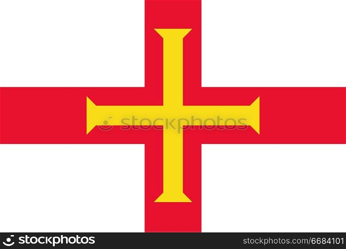 Flag of Guernsey. Rectangular shape icon on white background, vector illustration.. Flag rectangular shape, rectangular shape icon on white background