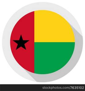 Flag of Guinea Bissau, Round shape icon on white background, vector illustration