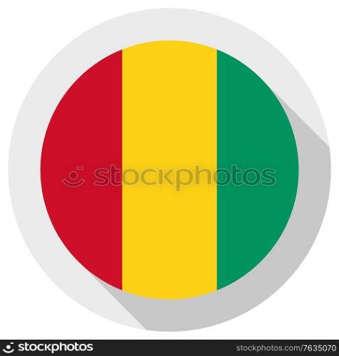Flag of guinea, Round shape icon on white background, vector illustration