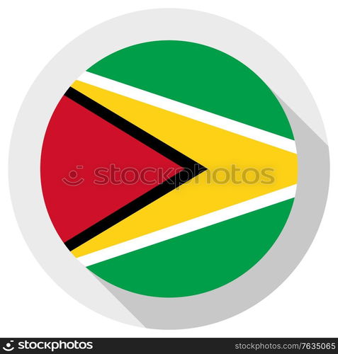 Flag of Guyana, Round shape icon on white background, vector illustration