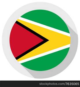Flag of Guyana, Round shape icon on white background, vector illustration