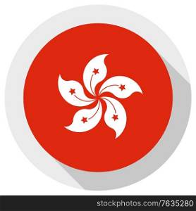 Flag of hong kong, Round shape icon on white background, vector illustration