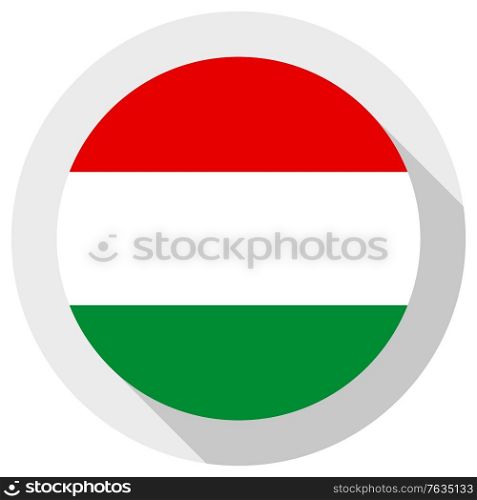 Flag of hungary, Round shape icon on white background, vector illustration