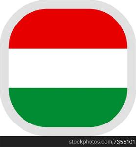 Flag of Hungary. Rounded square icon on white background, vector illustration.. Icon square shape with Flag on white background