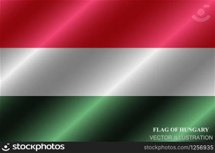 Flag of Hungary with folds. Happy Hungary day button. Bright button with flag. Vector Illustration.. Flag of Hungary with folds. Happy Hungary day button. Bright button with flag.