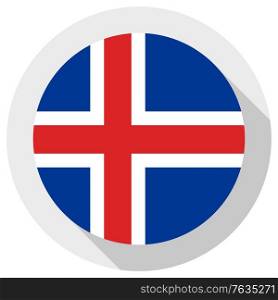 Flag of Iceland, Round shape icon on white background, vector illustration