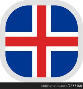 Flag of Iceland. Rounded square icon on white background, vector illustration.. Icon square shape with Flag on white background