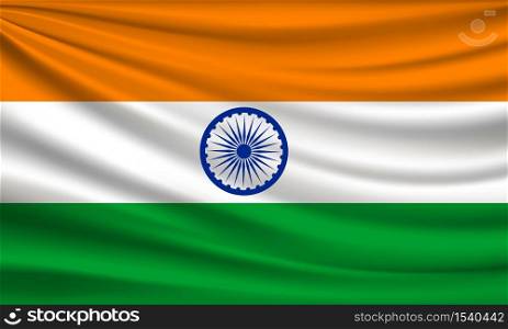 Flag of india fabric colorful background, vector illustration