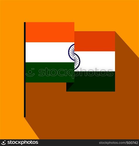 Flag of India icon in flat style on a yellow background . Flag of India icon, flat style