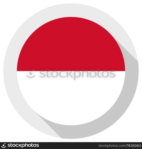 Flag of Indonesia, Round shape icon on white background, vector illustration
