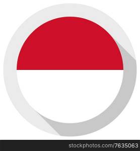 Flag of Indonesia, Round shape icon on white background, vector illustration