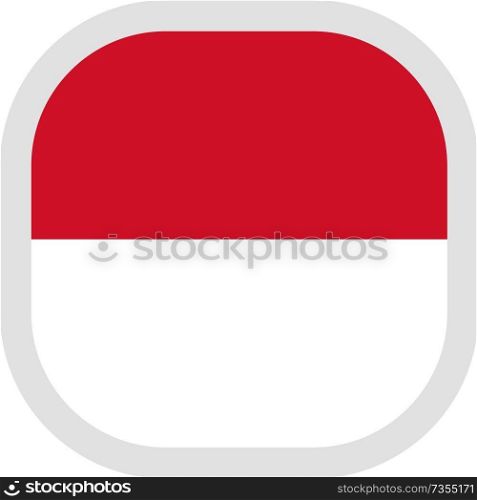 Flag of Indonesia. Rounded square icon on white background, vector illustration.. Icon square shape with Flag on white background
