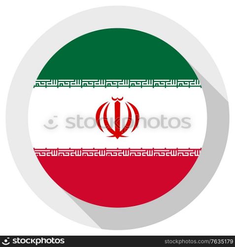 Flag of Iran, round shape icon on white background, vector illustration