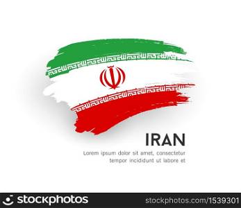 Flag of iran vector brush stroke design isolated on white background, illustration