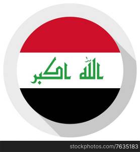 Flag of Iraq, round shape icon on white background, vector illustration