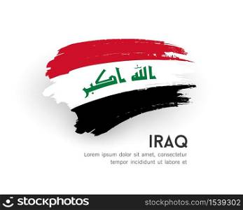 Flag of iraq vector brush stroke design isolated on white background, illustration
