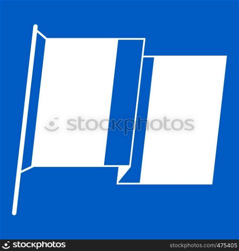 Flag of Ireland icon white isolated on blue background vector illustration. Flag of Ireland icon white