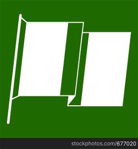 Flag of Ireland icon white isolated on green background. Vector illustration. Flag of Ireland icon green