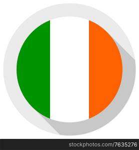 Flag of Ireland, Round shape icon on white background, vector illustration