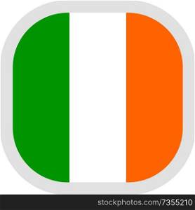 Flag of Ireland. Rounded square icon on white background, vector illustration.. Icon square shape with Flag on white background