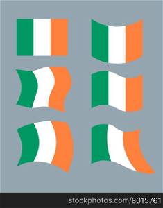 Flag of Ireland. Set flag of Irish State. Developing green, Orange flag. Political sign of ountry&#xA;
