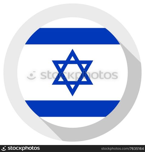 Flag of Israel, round shape icon on white background, vector illustration