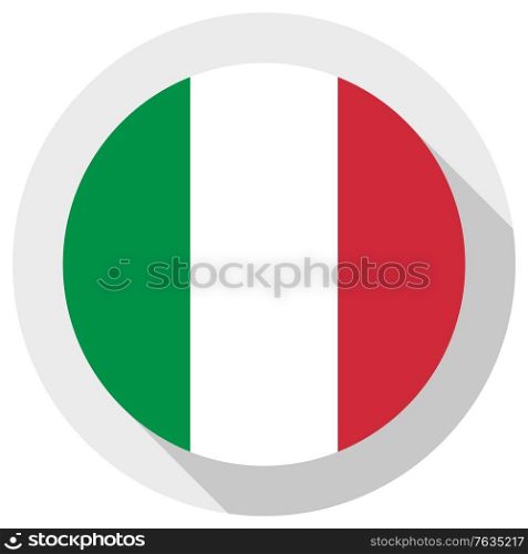 Flag of Italy, Round shape icon on white background, vector illustration