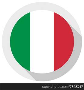 Flag of Italy, Round shape icon on white background, vector illustration