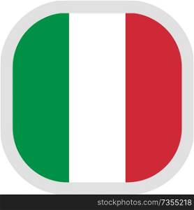 Flag of Italy. Rounded square icon on white background, vector illustration.. Icon square shape with Flag on white background