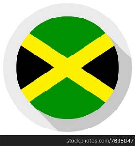 Flag of Jamaica, Round shape icon on white background, vector illustration