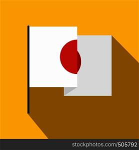 Flag of Japan icon in flat style on a yellow background . Flag of Japan icon, flat style