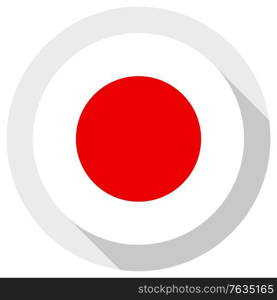 Flag of Japan, round shape icon on white background, vector illustration