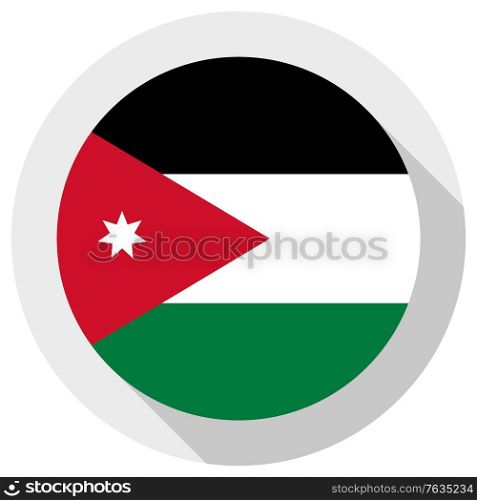 Flag of Jordan, Round shape icon on white background, vector illustration