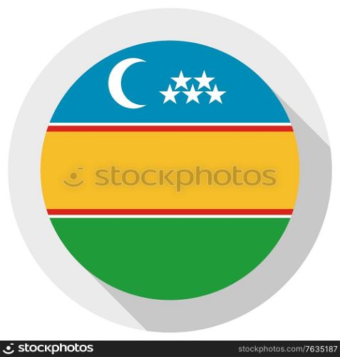 Flag of Karakalpakstan, Round shape icon on white background, vector illustration