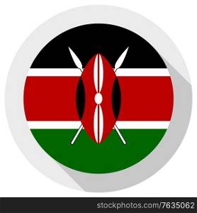 Flag of Kenya, Round shape icon on white background, vector illustration