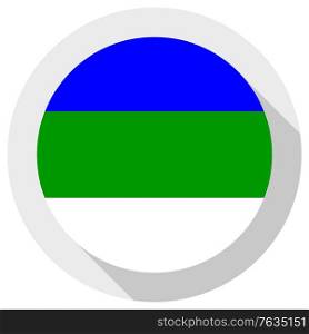 Flag of Komi Republic, Round shape icon on white background, vector illustration