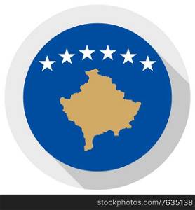 Flag of Kosovo, Round shape icon on white background, vector illustration
