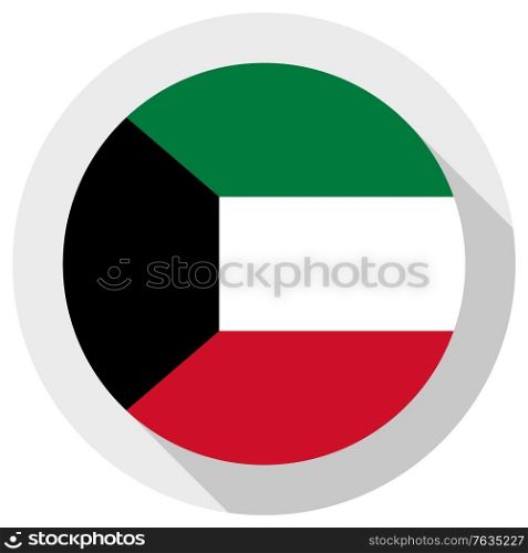 Flag of Kuwait, Round shape icon on white background, vector illustration