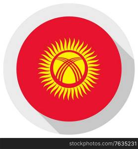 Flag of Kyrgyzstan, Round shape icon on white background, vector illustration