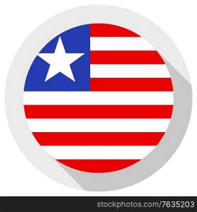Flag of Liberia, Round shape icon on white background, vector illustration