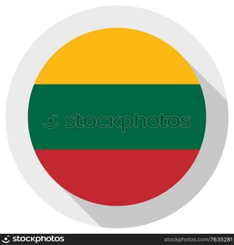 Flag of lithuania, Round shape icon on white background, vector illustration