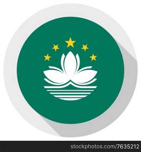 Flag of macau, Round shape icon on white background, vector illustration